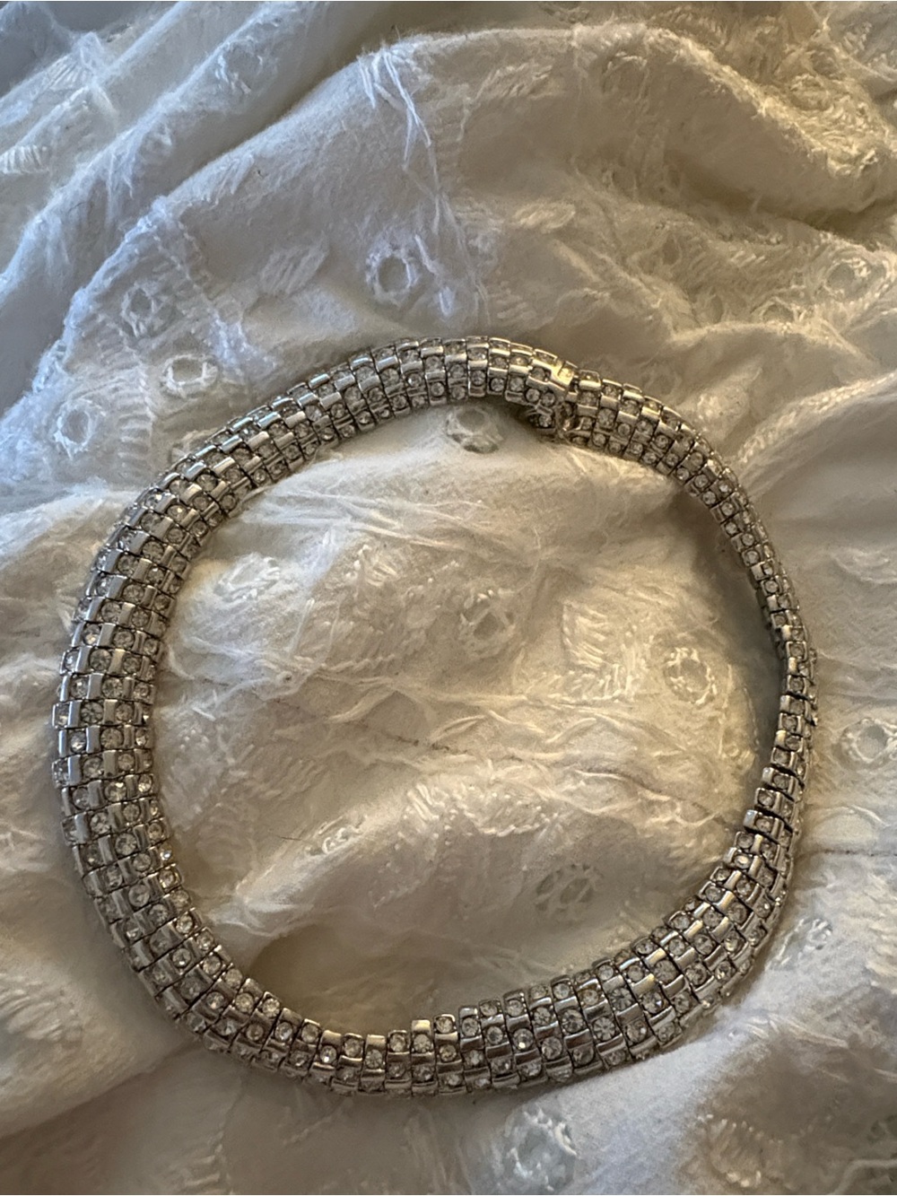 St John Rhinestone 16” Choker Necklace - Silver